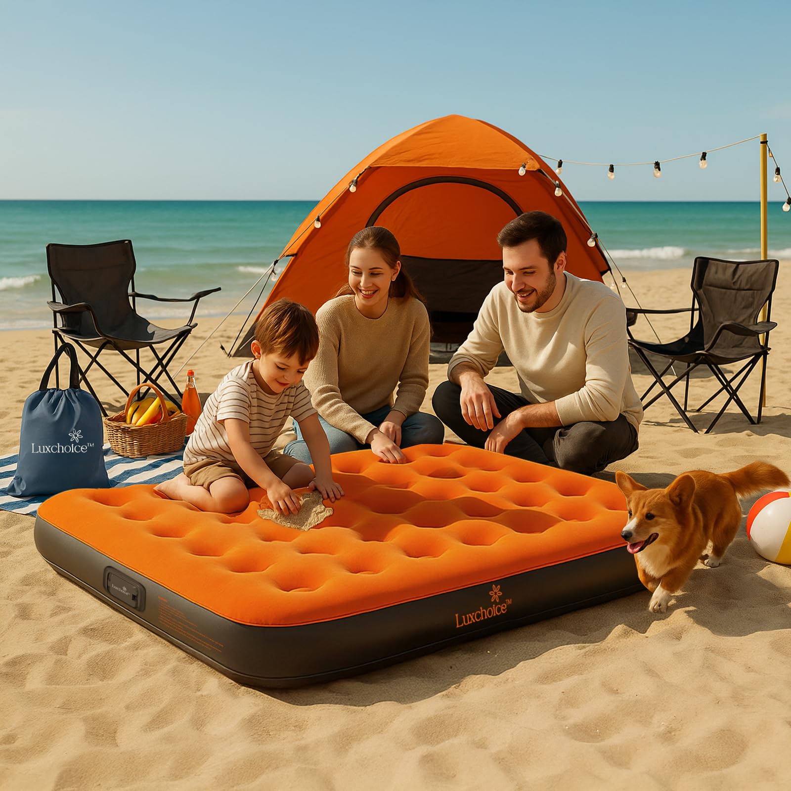 Aufblasbare Luftmatratze für 2 Personen – 200×150 cm, Schnellaufblasend bis 250 kg