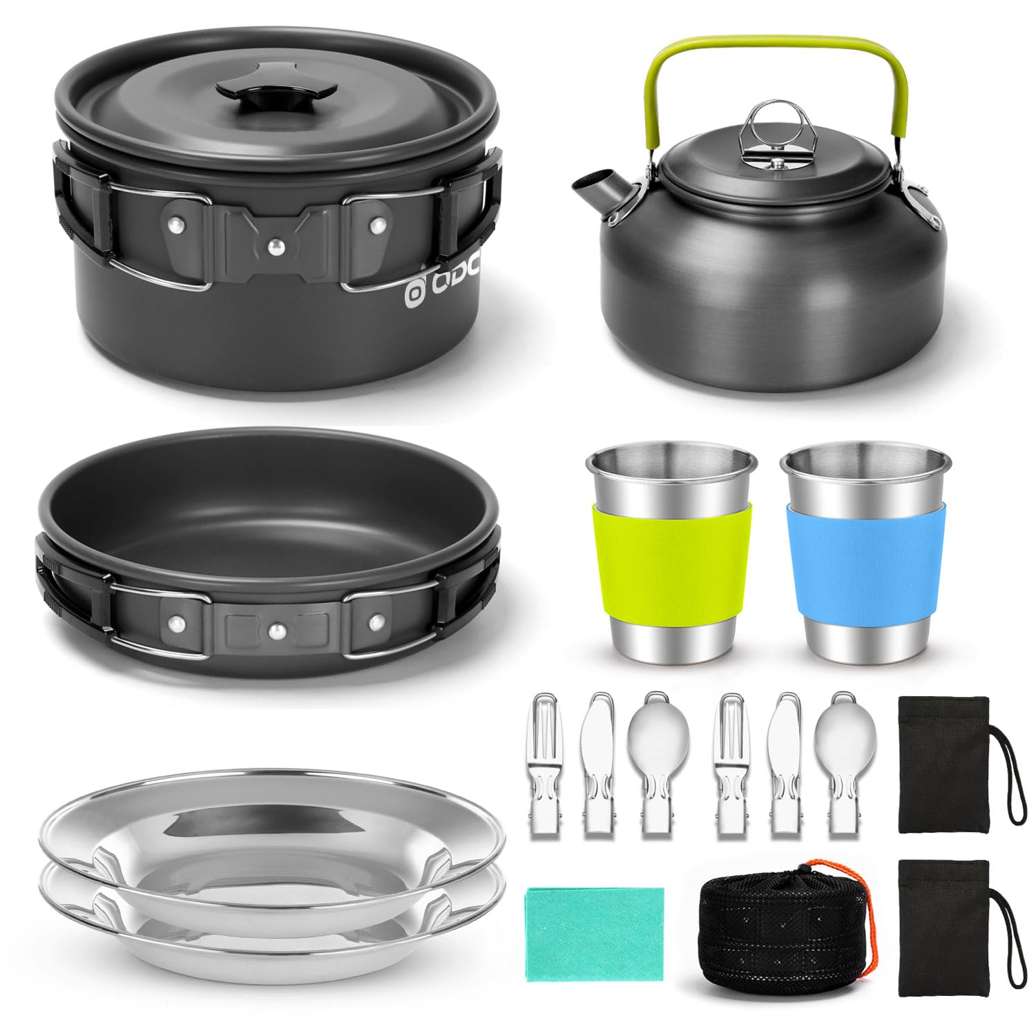 17-teiliges Camping Kochset – Faltbar mit Töpfen & Teekessel für Outdoor Kochen