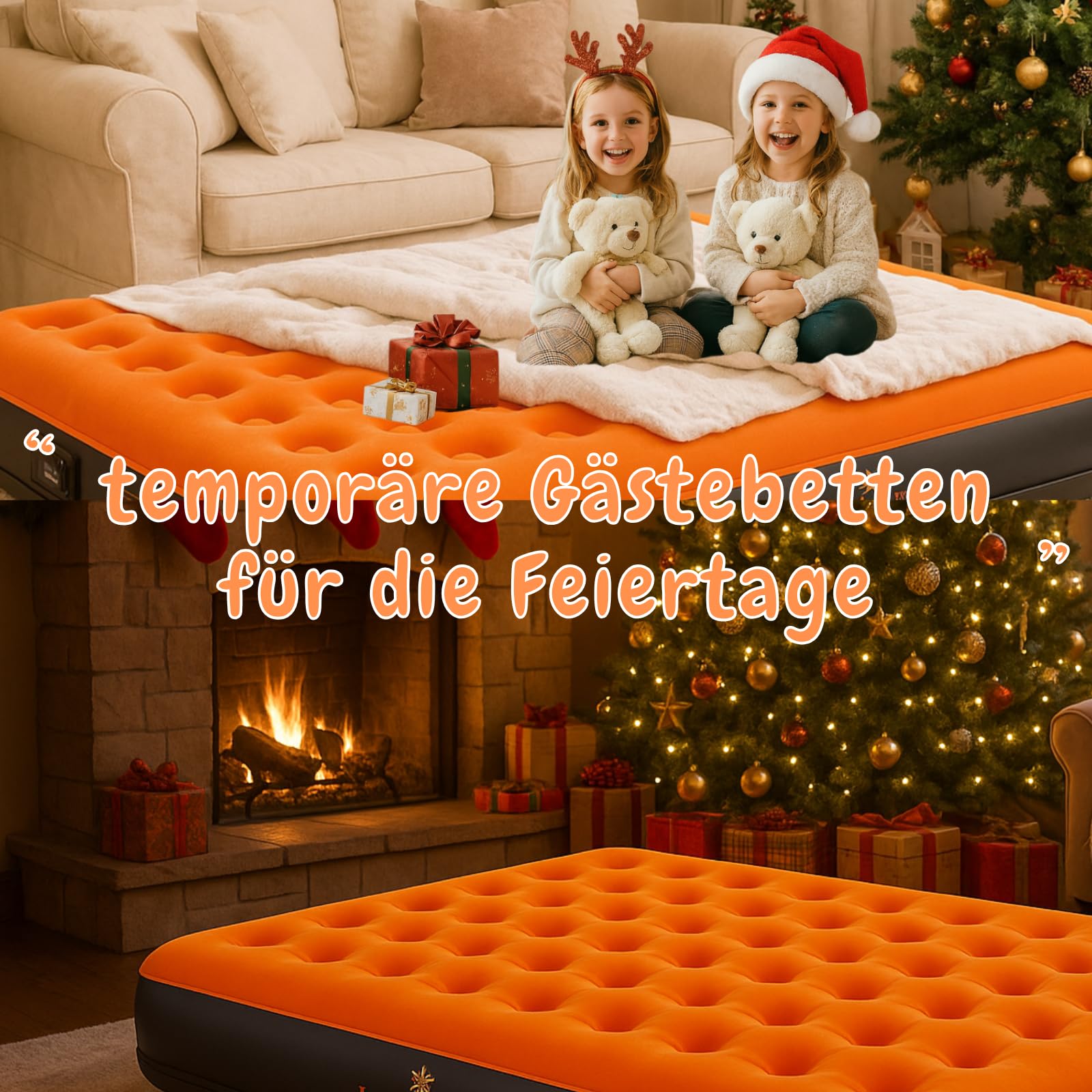 Aufblasbare Luftmatratze für 2 Personen – 200×150 cm, Schnellaufblasend bis 250 kg